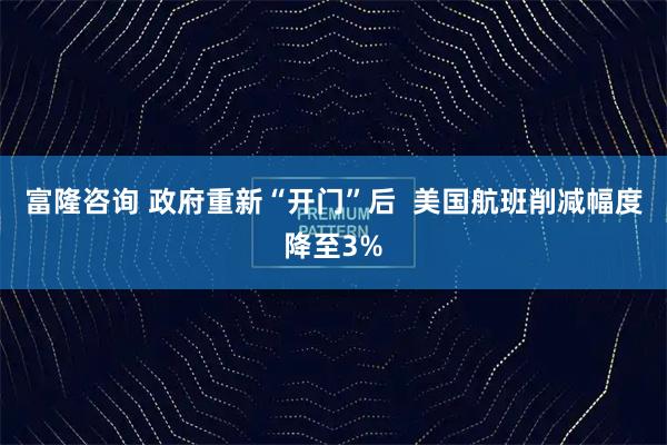 富隆咨询 政府重新“开门”后  美国航班削减幅度降至3%