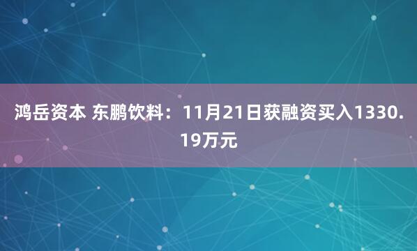 鸿岳资本 东鹏饮料：11月21日获融资买入1330.19万元