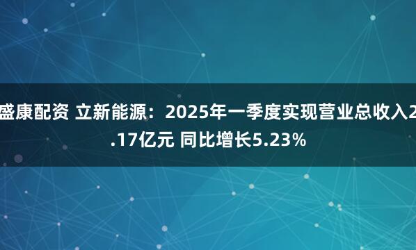盛康配资 立新能源：2025年一季度实现营业总收入2.17亿元 同比增长5.23%